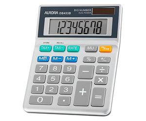 Aurora DB453B Semi Desktop Calculator (With Tax Function), Silver