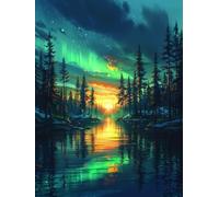 Aurora Diamond Art Kits Adults, 5D Diamond Painting Landscape Pattern Design, DIY Full Square Drill Dimond Painting, Crystal Art Kits for Adults Beginner for Home Wall Decor 40x54 Inch -yxy250639