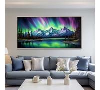 Aurora Diamond Art Kits Adults Large 5D Snow Mountain Diamond Painting Kits, DIY Full Drill Crystal Art Rhinestone Embroidery Cross Stitch Arts and Crafts for Adults 19.7x9.8 Inch/50x25 cm -LR488