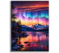 Aurora Diamond Art Kits for Adults, 5D Starry Sky Lake Diamond Painting Kits for Beginners, Fantastic Landscapes DIY Full Drill Dots Gem Art Paint for Home Wall Decor 30x40 cm