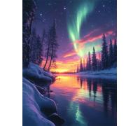 Aurora Diamond Art Kits for Adults Winter Diamond Painting Kit, Round Full Drill DIY Dimond Embroidery Cross Stitch Crystal Art Crafts for Home Wall Decor,Perfect Gifts for Woman & Kids 60x80cm L-438