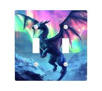 Aurora Dragon Light Switch Cover Plates/Outlet Covers, Night Sky Fantasy Wall Accents, Thermoplastic Wall Plates, Winter Wonderland Double Toggle