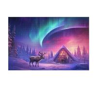 Aurora Elk Wooden Jigsaw Puzzles 1000 Piece Puzzle For Adults. Challenging To Complete But Fun And Humorous Jigsaws （75×50cm）