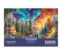 Aurora Fantasy 1000 Piece Jigsaw Puzzles Enchanted Forest at Sunset Suitable for Decompression And Wall Decor Birthday Gifts Couple Art for Adults And Kids 38x26cm/1000pcs