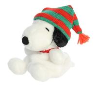 Aurora Festive Peanuts Palm Pals Snoopy Beanie Stuffed Animal - Classic Characters - Lasting Memories - White 5 Inches