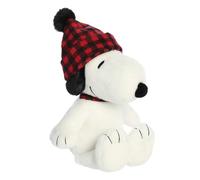 Aurora Festive Peanuts Winter Plaid Snoopy Stuffed Animal - Classic Characters - Lasting Memories - White 11 Inches