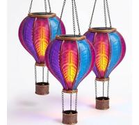 Aurora Flaming Balloon Garden Light Big Hot Air Balloon Hanging Lantern | Solar Power Realistic Rainbow Flame Easy To Hang LED Warm White Light Automatically Illuminates At Night