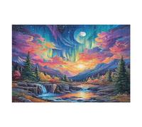 Aurora Forest 1000 Pcs Jigsaw Puzzle Bundle Night View Aurora Family Puzzle Lovers Fun Family Game Mindful Activity Spring Durable Cardboard 1000 PCS