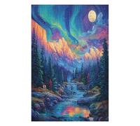 Aurora Forest 1000 Piece Jigsaw Puzzle for Adults Night View Aurora Long Weekend Project Satisfying Challenge No Duplicate Pieces for Hobbyists 1000 PCS