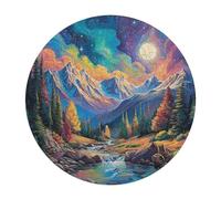 Aurora Forest 120 Piece Round Puzzle Night View Aurora Animal Shape Relaxing Activity Stress Relief Puzzle for Families Home Decor Creative Challenge Educational 120 PCS