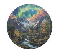 Aurora Forest 120 Piece Round Puzzle River Animal Shape Large Format Challenging Puzzle Decorative Finish Home Wall Art Ready Stress Relief Challenging 120 PCS