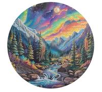 Aurora Forest 195 Piece Round Jigsaw Puzzle River Animal Shape Premium Brainteaser Puzzle Relaxing Activity Home Decor Gift Educational Challenging 195 PCS