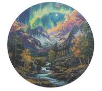 Aurora Forest 195 Piece Round Jigsaw Puzzle River Animal Shape Relaxing Brainteaser Puzzle for Kids & Adults Home Decor Gift Educational Educational 195 PCS