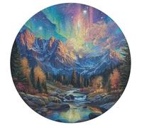 Aurora Forest 195 Piece Round Puzzle Night View Aurora Animal Shape Relaxing Activity Stress Relief Puzzle for Families Home Decor Creative Challenge Educational 195 PCS