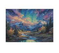 Aurora Forest 300 Piece Jigsaw Puzzle for Adults Night View Aurora Kitchen Wall Decor Art Project Precision Cut Great Gift for Art Lovers 300 PCS