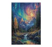 Aurora Forest 300 Piece Jigsaw Puzzle for Adults Night View Aurora Long Weekend Project Satisfying Challenge No Duplicate Pieces for Hobbyists 300 PCS