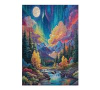 Aurora Forest 300 Piece Jigsaw Puzzle for Adults Teens Night View Aurora Craft Room Decor Creative Project Whimsical Artwork for Crafters 300 PCS