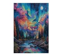 Aurora Forest 300 Piece Jigsaw Puzzle for Adults Teens Night View Aurora Craft Room Decor Creative Project Whimsical Artwork for Crafters 300 PCS