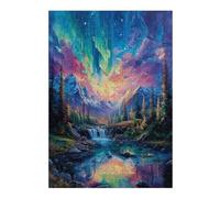 Aurora Forest 300 Piece Jigsaw Puzzle for Adults Teens Night View Aurora Craft Room Decor Creative Project Whimsical Artwork for Crafters 300 PCS
