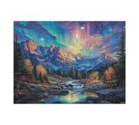 Aurora Forest 500 Piece Jigsaw Puzzle for Adults Night View Aurora Kitchen Wall Decor Art Project Precision Cut Great Gift for Art Lovers 500 PCS