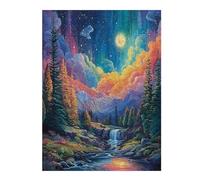 Aurora Forest 500 Piece Jigsaw Puzzle for Adults Night View Aurora Long Weekend Project Satisfying Challenge No Duplicate Pieces for Hobbyists 500 PCS