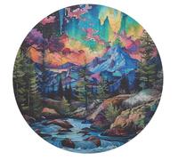 Aurora Forest 68 Piece Round Jigsaw Puzzle River Animal Shape Premium Large Format Puzzle Stress Relief Relaxing Activity for Families Home Wall Art 68 PCS