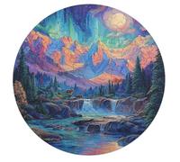 Aurora Forest 68 Piece Round Puzzle Night View Aurora Animal Shape All Ages Educational Puzzle Creative Challenge Gift for Families Home Decor Inspiration 68 PCS