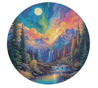 Aurora Forest 68 Piece Round Puzzle Night View Aurora Animal Shape All Ages Educational Puzzle Creative Challenge Gift for Families Home Decor Inspiration 68 PCS