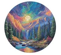 Aurora Forest 68 Piece Round Puzzle Night View Aurora Animal Shape Relaxing Activity Stress Relief Puzzle for Families Home Decor Creative Challenge Educational 68 PCS