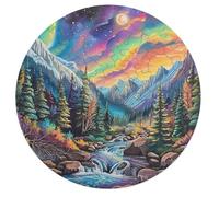 Aurora Forest 68 Piece Round Puzzle River Animal Shape Relaxing Home Decor Puzzle Stress Relief for Adults & Kids Creative Challeng Challenging 68 PCS