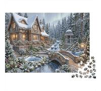 Aurora Forest Classic 1000 Pc Rigid Cardboard Jigsaw Snow Cottage Garden Seniors Brain Training Rainy Day Fun Must-Have for Puzzlers 38x26cm/1000pcs