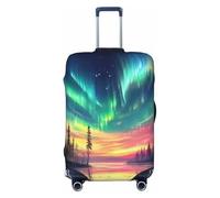 Aurora Forest Starry Lake Reflection Elastic Travel Luggage Cover Suitcase Protector, Print Suitcase Baggage Cover Anti-Scratch