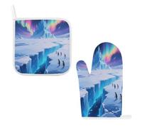 Aurora Glacier Oven Mitt Set,Heat Resistant,Pot Holder-Top Kitchen Gadgets,Trivet Mat for Oven Cooking Baking Grilling