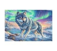 Aurora Grey Wolf 1000 Pieces Classic Jigsaw Puzzle Cute Pets Warm The Heart Puzzle for Adults Concentration Training Wall Art Mental Exercise Halloween Durable Cardboard 1000 PCS
