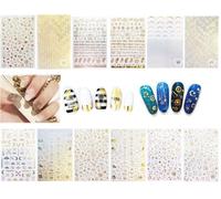 Aurora Holographic Nail Art Stickers - Self-Adhesive Stars & Moon Decals - Circle Line & DIY Nail Manicure