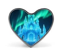 Aurora Ice Castle Lapel Pin Heart Metal Brooch Pin with Secure Pinback Fashion Button Badge for Clothing, Hats, Bags Decoration