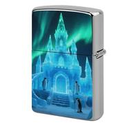 Aurora Ice Castle Lighter Case Double-Sided Graffiti Metal Lighter Cover Lighters Protective Sleeve for Women Men Standard Lighters