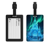 Aurora Ice Castle Luggage Tags for Suitcases Personalized Luggage Tags Business Card Holder Travel ID Bag Tag with Address Card Quick Spot Baggage Identifier for Carry On