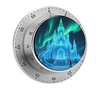 Aurora Ice Castle Mechanical Kitchen Timer Digital Timer with Magnetic Base 60-Minute Visual Countdown Stainless Steel Timers for Cooking, Baking, Eggs & Classroom Use, Loud Alarm