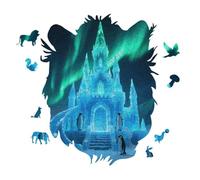 Aurora Ice Castle Personalized Jigsaw Puzzles, 141 Pcs Wooden Jigsaw Puzzle Tiger Head Shape Puzzle Gift