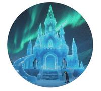 Aurora Ice Castle Personalized Jigsaw Puzzles, 195Pcs Custom Wooden Jigsaw Puzzle Round Puzzle Gift Adult