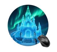 Aurora Ice Castle Round Mouse Pads Non-Slip Rubber Base Mouse Mat Cute Mousepad Funny Computer Desk Accessories for Office Home Gaming Work 7.8 X7.8 Inch