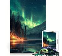 Aurora in Nordic Nature Jigsaw Puzzles 1000 Piece for Adults Logical Skill Relaxing Pastime Precise Join Cozy Xmas Gift (38x26cm)