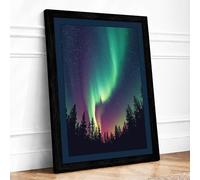 Aurora in the North Scandinavian Framed Wall Art Print A3 (42×29.7cm) Black, Wall Decor for Living Room, Bedroom, Office & Home, Ready to Hang, Art Gift