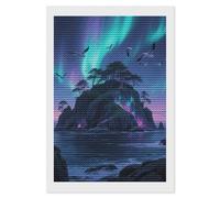 Aurora Island Diamond Art Kits for Adults 8"x12" DIY Diamond Painting Kit for Beginners Gem Art Painting with Round Full Drill Diamonds DIY Paint Paintings for Home Wall Decor Gift
