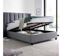 Aurora - King Size - Ottoman Storage Bed - Grey - Velvet - 5ft - Happy Beds