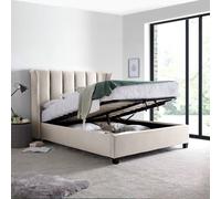 Aurora - King Size - Ottoman Storage Bed - Neutral Stone - Velvet - 5ft - Happy Beds