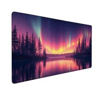 Aurora Large Gaming Mouse Pad 47.2x15.7x0.12 Inch Extended Mouse Mat Forest, Desk Mat XXL with Stitched Edges, Non-Slip Rubber Base for Stable Grip on Smooth Surfaces, for Home, Office, PC, Model 666