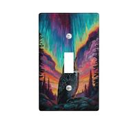 Aurora Light Switch Cover Plate Enchanting Owl with Colorful Northern Lights Ideal for Winter Decoration Thermoplastic Standard Size Accents