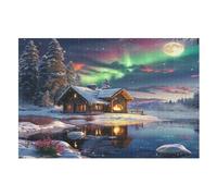 Aurora Lodge Wooden Puzzles Jigsaw Puzzle 1000 Pieces for Adults Creative Difficult Challenging Game （75×50cm）